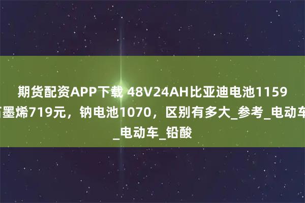 期货配资APP下载 48V24AH比亚迪电池1159元，石墨烯719元，钠电池1070，区别有多大_参考_电动车_铅酸