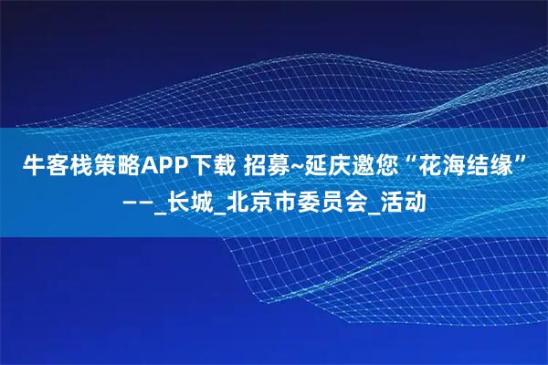牛客栈策略APP下载 招募~延庆邀您“花海结缘”——_长城_北京市委员会_活动