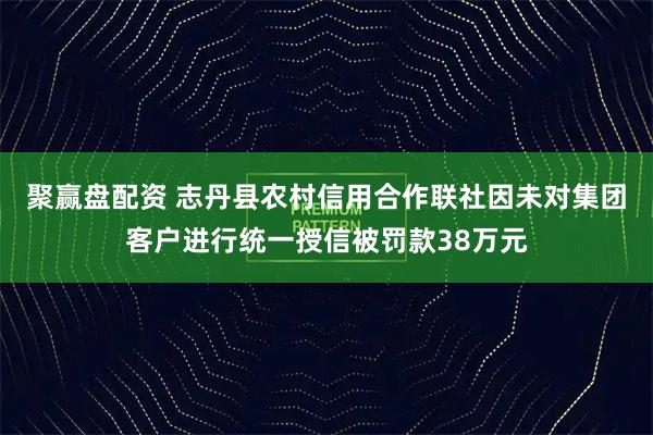 聚赢盘配资 志丹县农村信用合作联社因未对集团客户进行统一授信被罚款38万元
